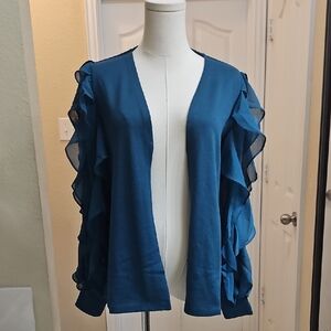 IMAN Elegant Ruffle Sleeve Cardigan Size XS